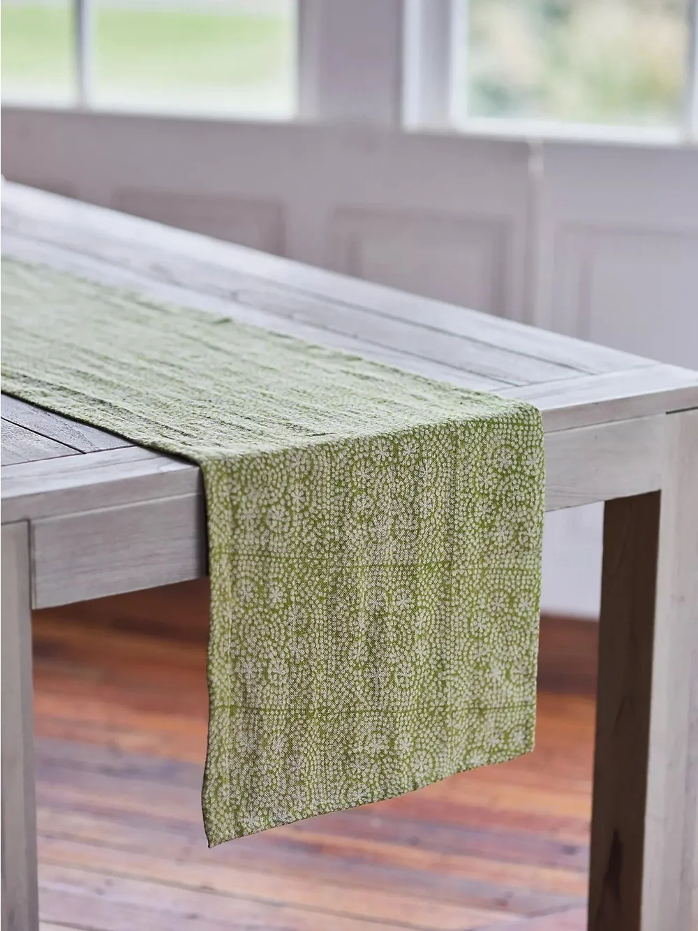 New🌟Terrain-Wisteria Dot Linen Runner-Green
